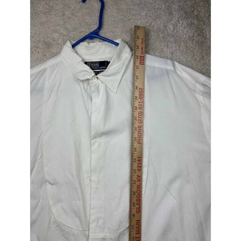 Polo Ralph Lauren Bib Front Tuxedo Shirt XL White French Cuff Old Money Formal